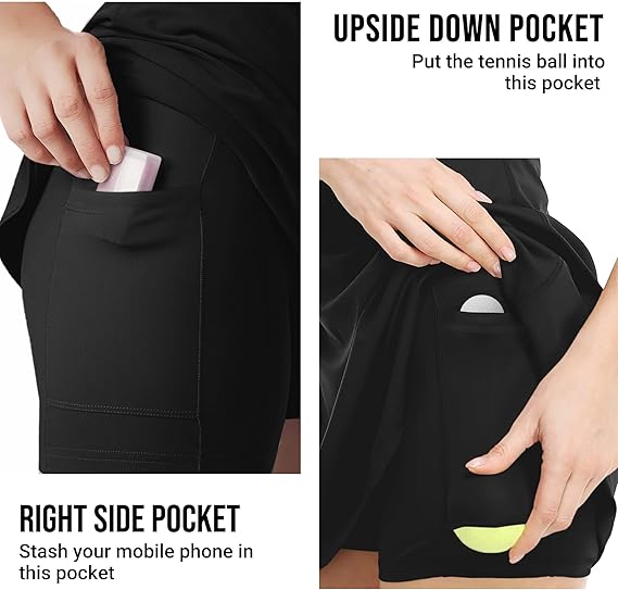 Womens Workout Tennis Dress with Built in Shorts and Bra Athletic Golf Activewear for Exercise