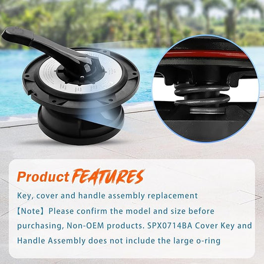 Hayward SPX0714BA Key, Cover and Handle Assembly Replacement for Hayward SP0714T Multiport Valves and Sand Systems