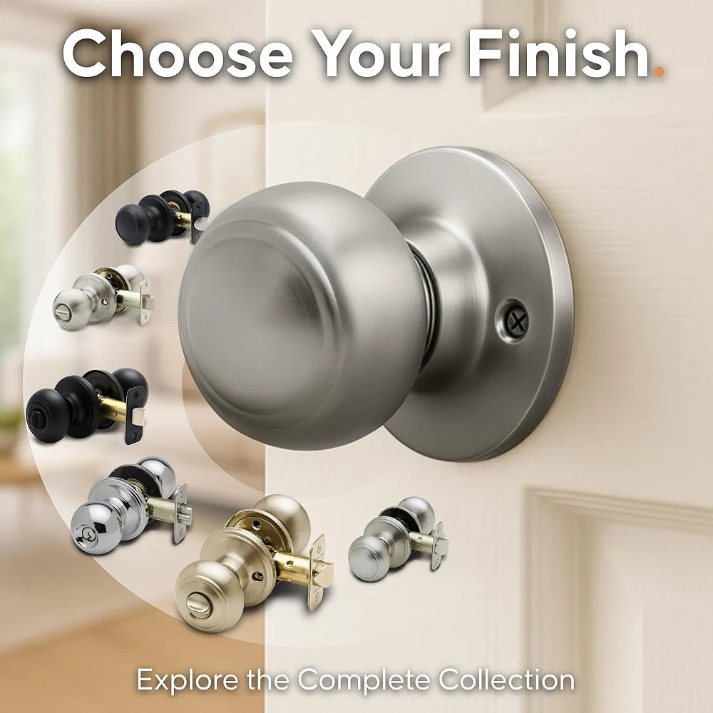 Residential Passage Door Knob, Reversible Design, Satin Stainless Finish