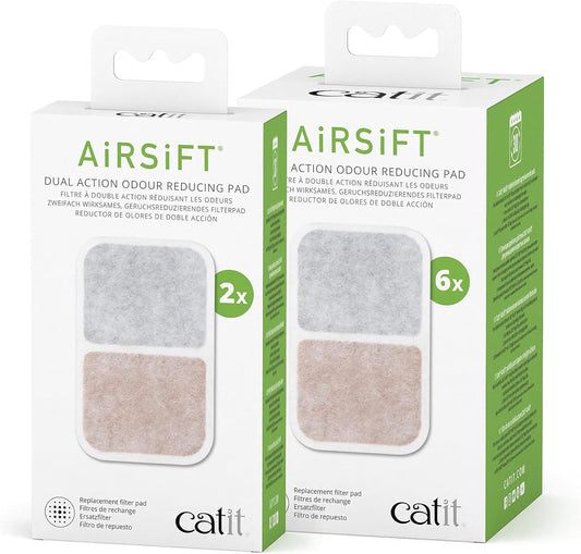 Catit Airsift Dual Action Air Purifier Pad, 2 Pack – Two Media Filter to Keep Litter Box Odors at Bay