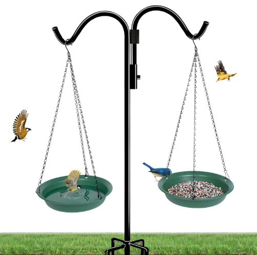 10-Inch Hanging Platform Bird Feeder – Green Outdoor Seed Tray with Drainage Holes for Wild Birds - Yalz Store