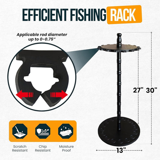 Fishing Rod Rack Stand – Holds 16 Rods - Yalz Store