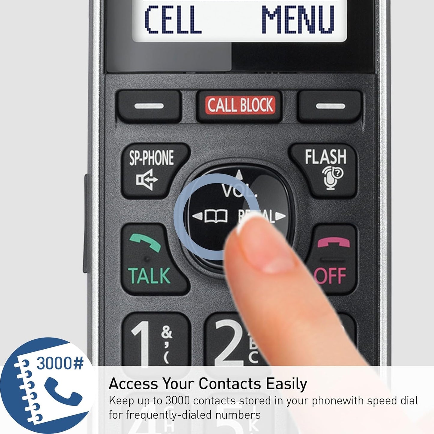 Panasonic Link2Cell Expandable Corded Cordless Phone with Digital Answering System & Smart Call Blocker, One Corded Base Unit and Two Cordless Handsets Black - KX-TGF882B