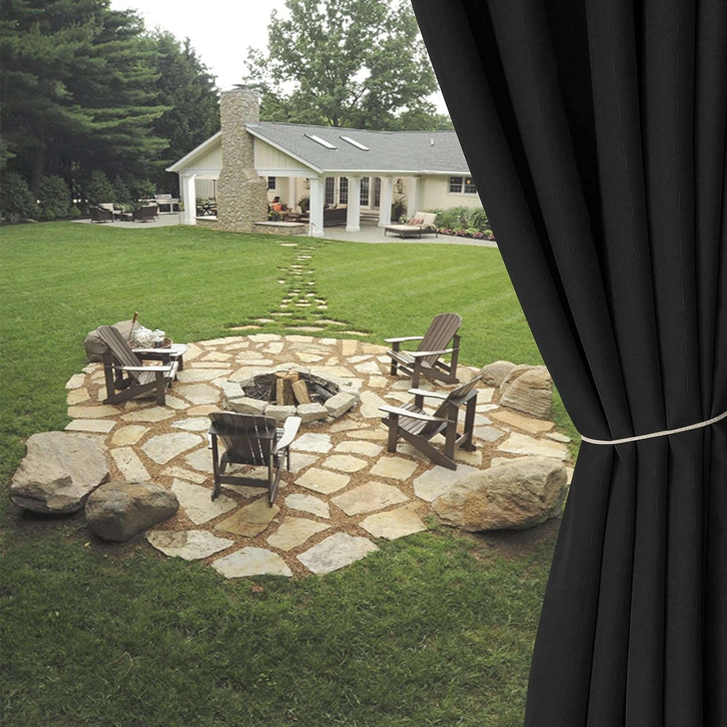 LORDTEX Linen Look Indoor/Outdoor Curtains, 52" W x 84" L, Teal, Set of 2 Panels Waterproof, Privacy, Sun Blocking Textured Grommet Curtains for Patio, Pergola, Porch, Deck, Lanai, and Cabana