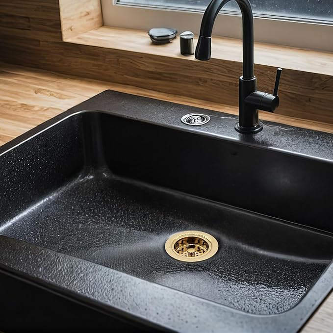 Westbrass D214-01 3-1/2" Post Style Large Kitchen Sink Basket Strainer, 1-Pack, Polished Brass