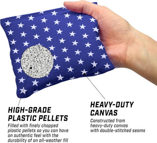 GoSports Official Regulation Cornhole Bean Bags Set of 8 – for Fun Casual Cornhole Games - All Weather - American Stars and Stripes