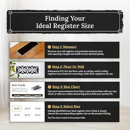 Grid Pattern Floor Register – 2" x 12" Black - Yalz Store