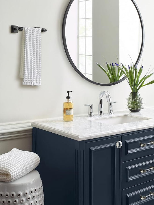 Amerock BH36065CMB | Clear/Matte Black Towel Bar | 8 in. (203 mm) Towel Rack | Glacio | Bathroom Towel Holder | Bathroom Hardware | Bath Accessories