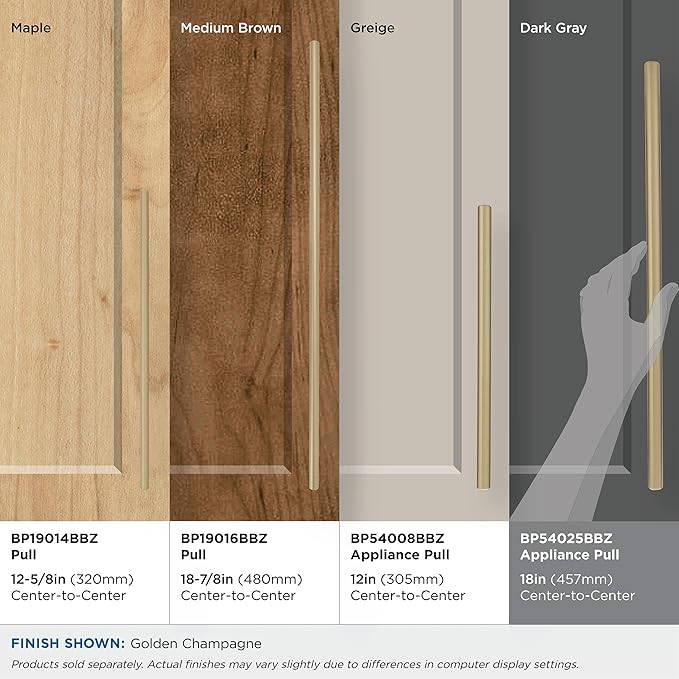 Amerock | Appliance Pull | Golden Champagne | 18 inch (457 mm) Center to Center | Kane | 1 Pack | Drawer Pull | Drawer Handle | Cabinet Hardware