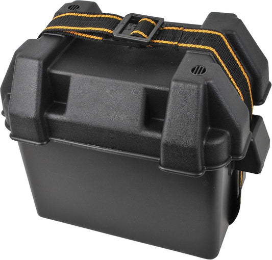 Attwood 9082-1 U1 Small Series 16 Vented Marine Boat Battery Box with Mounting Kit and Strap, Black, One Size