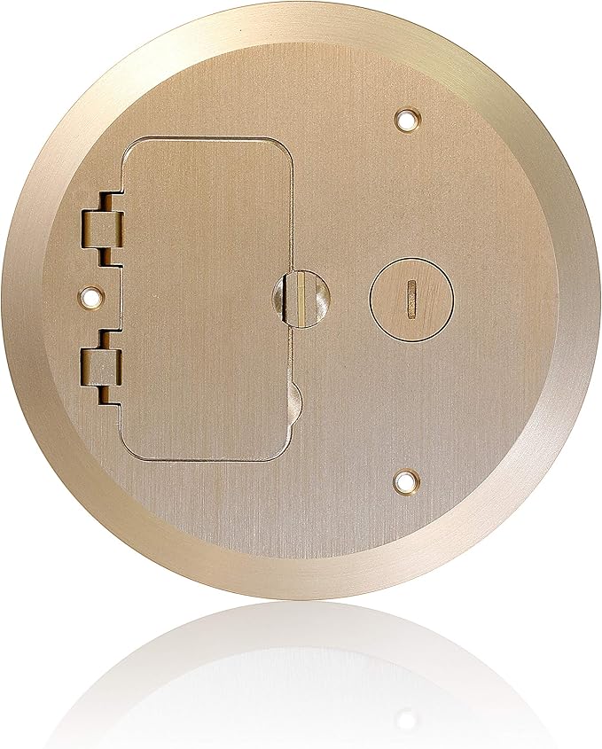 Leviton FBC1F-B Concrete Floor Box Brass Plated Cover Plate, 1 Decora Flip Lid & 1 Data Cap