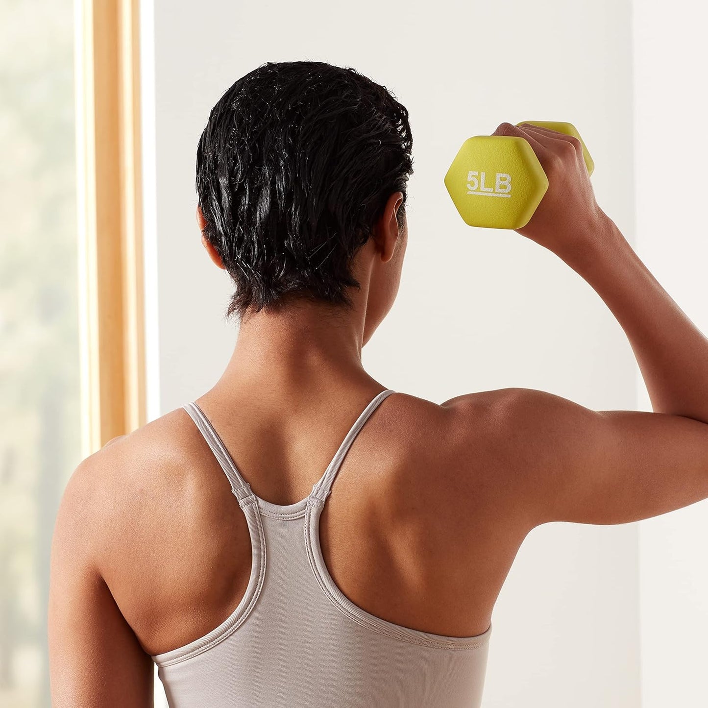 Amazon Basics Neoprene Dumbbell Hand Weights, 5 Pounds, Pair, Green - Yalz Store