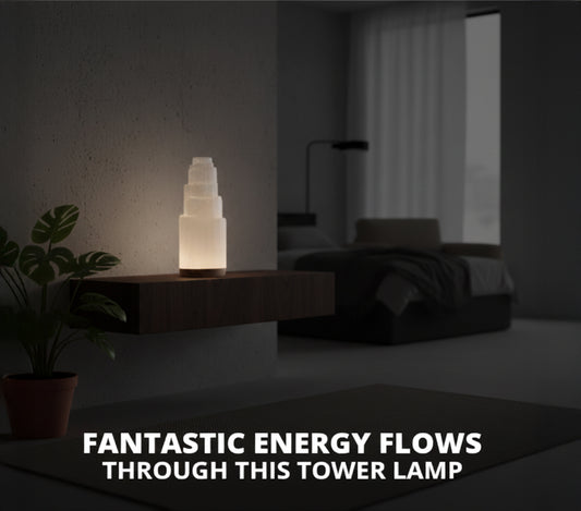 Healing Selenite Crystal Lamp – Hand-Carved Moroccan Stone Light with Dimmer for Energy Cleansing & Home Decor - Yalz Store