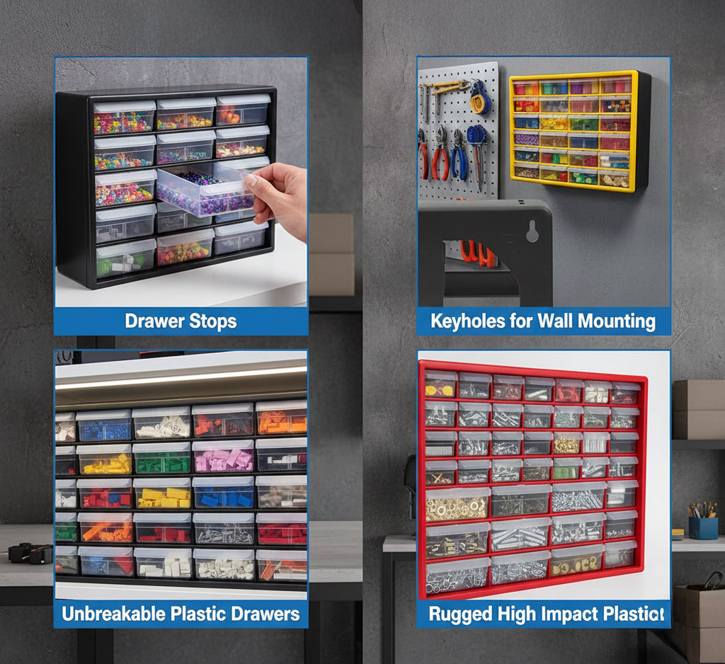 Plastic Drawer Storage Cabinet – 16 Drawers