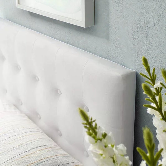 Modway Twin Emily Tufted Performance Velvet Headboard White: Elegant Dorm Furniture, Foam Padded, Wood Frame Mounted - Yalz Store