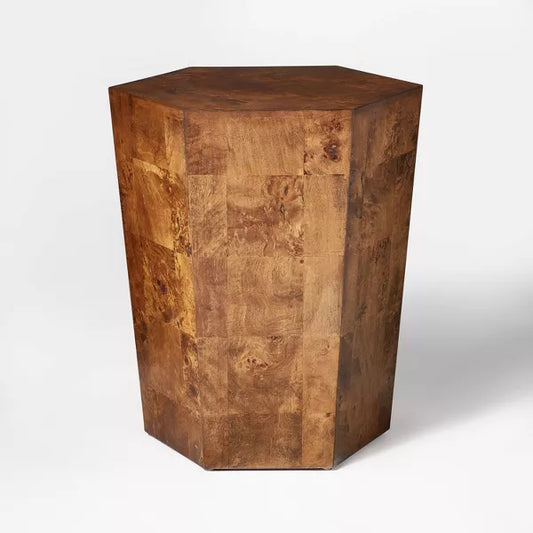 Ogden Burled Wood Accent Table Brown - Threshold designed with Studio McGee: Hexagon Handcrafted, No Assembly Required