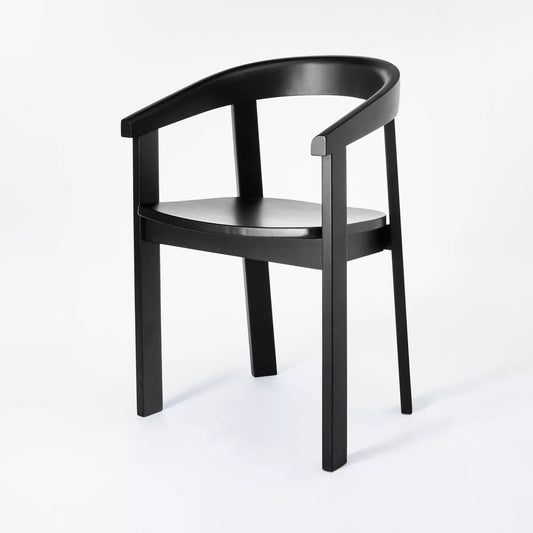 Terra Curved Back Solid Wood Dining Arm Chair - Black | Studio McGee x Threshold