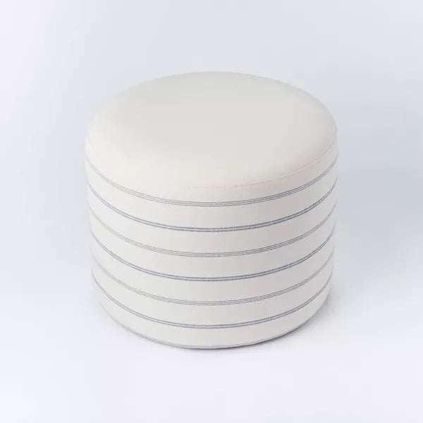 Upholstered Round Cube Ottoman – Soft Fabric Accent Seat