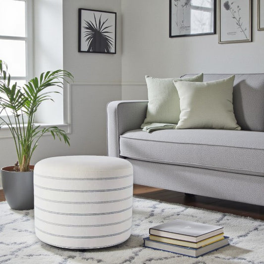 Upholstered Round Cube Ottoman – Soft Fabric Accent Seat - Yalz Store