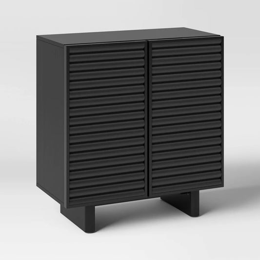 2 Door Fluted Accent Cabinet Black - Threshold