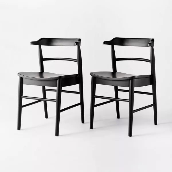 Kaysville Curved Back Wood Counter Height Barstool Black - Threshold designed with Studio McGee: Chic, Sturdy Frame, Footrest