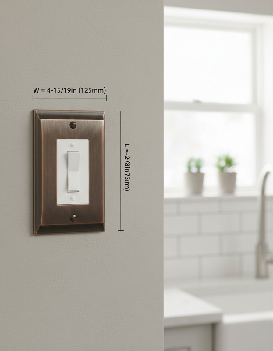 Oil Rubbed Bronze Rocker Switch Wall Plate, Single Decora Light Switch Cover, Decorative Metal Wall Plate for Home & Office, 1-Gang