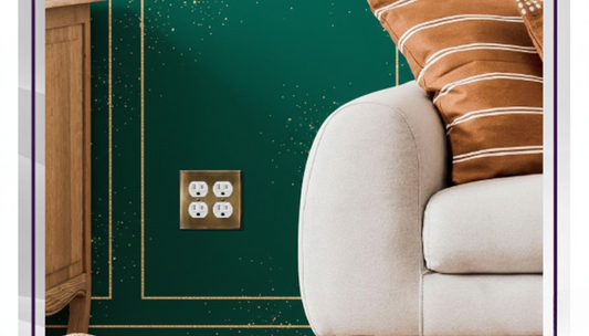 Double Duplex Metal Wall Plate Cover, 2-Gang Stainless Steel Outlet Cover with Antique Brass Finish, Corrosion Resistant Electrical Wallplate, UL Listed