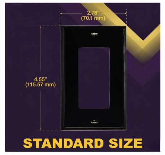 Decorator Light Switch or Outlet Wall Plate, Faith Design 1-Gang Wallplate, Unbreakable Polycarbonate Thermoplastic, UL Listed, Black