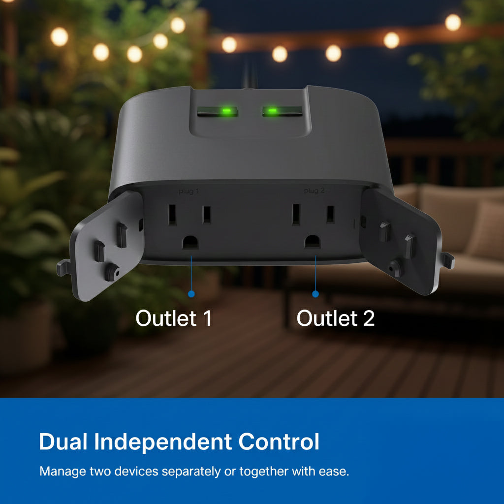 Dual-Outlet Outdoor Smart Wi-Fi Plug – Matter Enabled