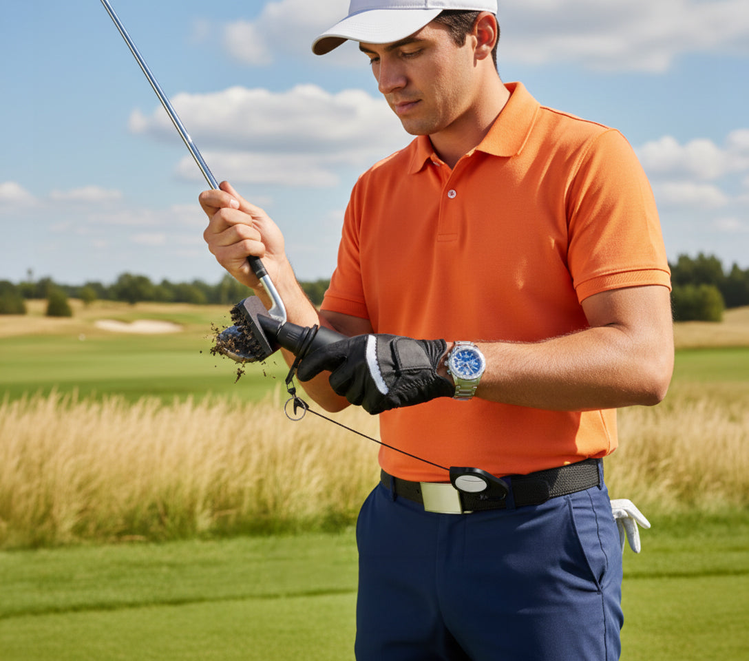 Golf Club Brush Cleaner with 4 oz Water Bottle – Portable Groove Cleaning Tool with Retainer Clip - Yalz Store