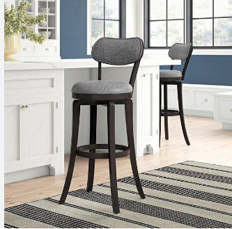 25" Swivel Counter Bar Stool, Gray Upholstered Seat & Back – Dark Wood Base – Limited Time Offer – Free Shipping USA - Yalz Store