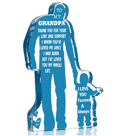 Acrylic Plaque Sign for Grandpa from Grandson, 5.1 x 3.2 inches, Sentimental Message Gift for Birthday, Christmas, Father's Day - Yalz Store