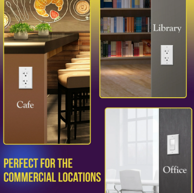 Screwless Decorator Wall Plate, 1-Gang GFCI/Decorator Outlet Cover, Polycarbonate Thermoplastic, White, 10 Pack - Yalz Store