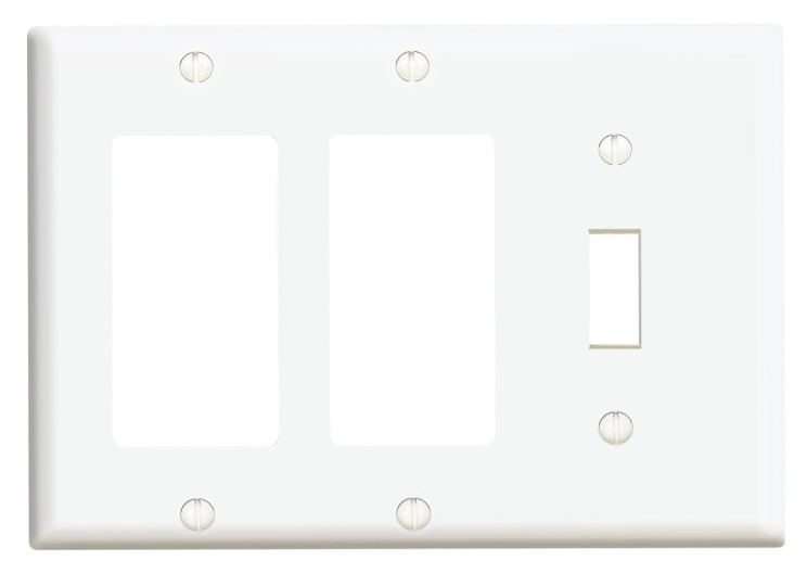 Leviton 3-Gang Combination Wall Plate, 1 Toggle & 2 Decora/GFCI Openings, Standard Size Thermoset Device Mount Wallplate, White - Yalz Store