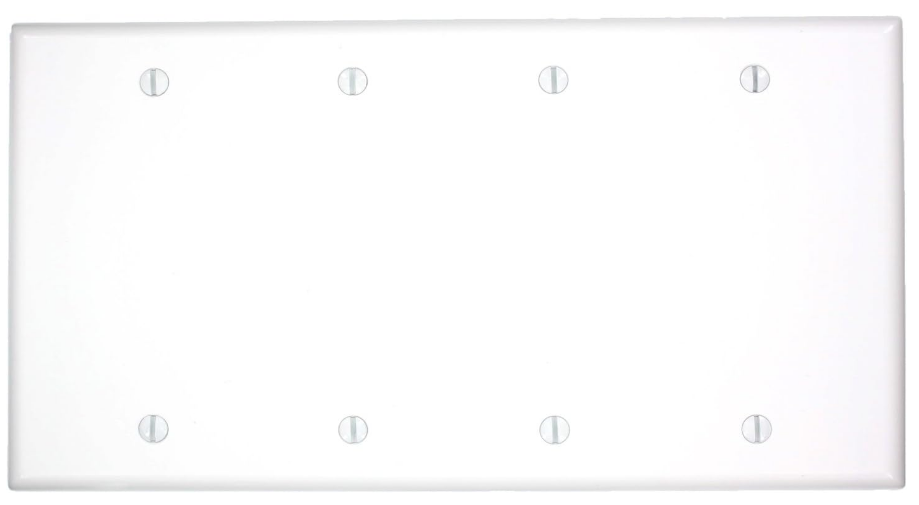 4-Gang Blank Wall Plate Cover, Standard Size, No Device Opening, Thermoset Plastic, Box Mount, White - Yalz Store