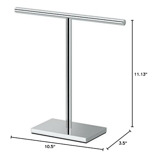 Modern Freestanding Countertop Towel Holder, Rectangle Base T-Shape Hand Towel Rack, Chrome Finish, 10.5" W x 11.13" H for Bathroom & Kitchen - Yalz Store