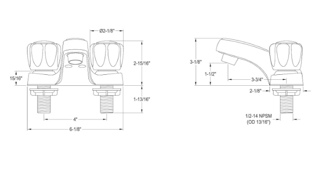 4-Inch Centerset Bathroom Faucet with Twin Acrylic Handles, Chrome Finish, Without Pop-Up Drain - Yalz Store
