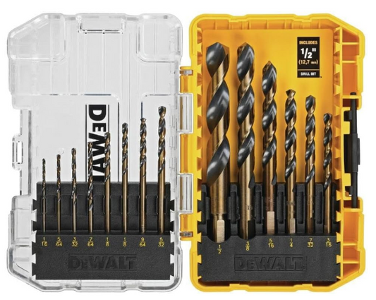 Drill Bit Set, Black & Gold High-Speed Steel Drill Bits, General Purpose Twist Drill Bit Set, 14-Piece