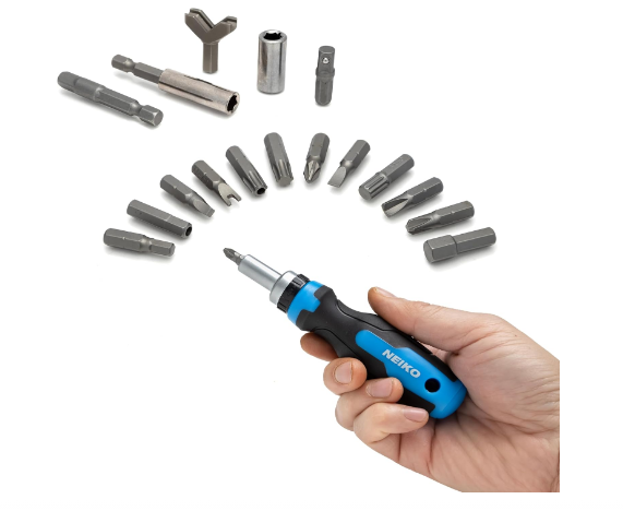 Security Bit Set with Ratcheting Screwdriver, 101-Piece Chrome Vanadium Steel Screwdriver Bit Set with Phillips, Tamper-Proof Torx & Flat Bits, 1/4" Hex Magnetic Bit Holder