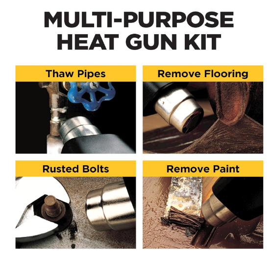 Spraytech Heat Gun with 2 Temperature Settings, 750°F & 1000°F Hot Air Gun for Paint Removal, Shrink Wrap, Adhesives & Plastic Bending