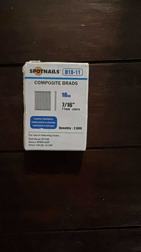 18 Gauge Composite Plastic Brad Nails - 7/16 Inch (11mm) - 2,000 Count
