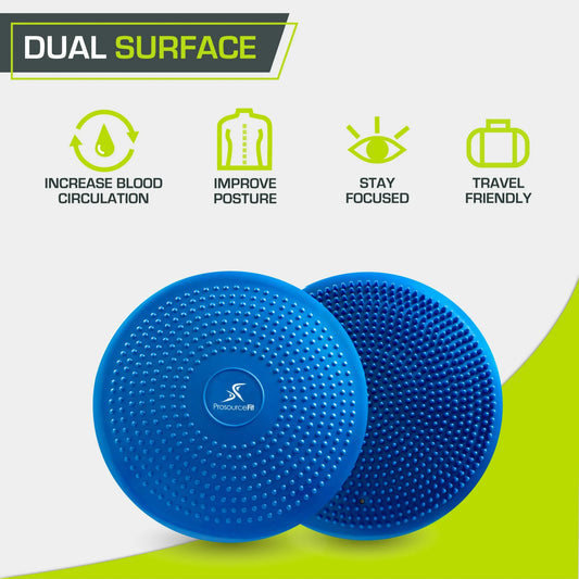 ProsourceFit Core Balance Disc Trainer, 14†Diameter with Pump for Improving Posture, Fitness, Stability, Blue