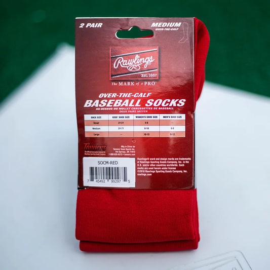 Rawlings Womens Athletic Baseball Socks 2 Pair, Scarlet, Large US