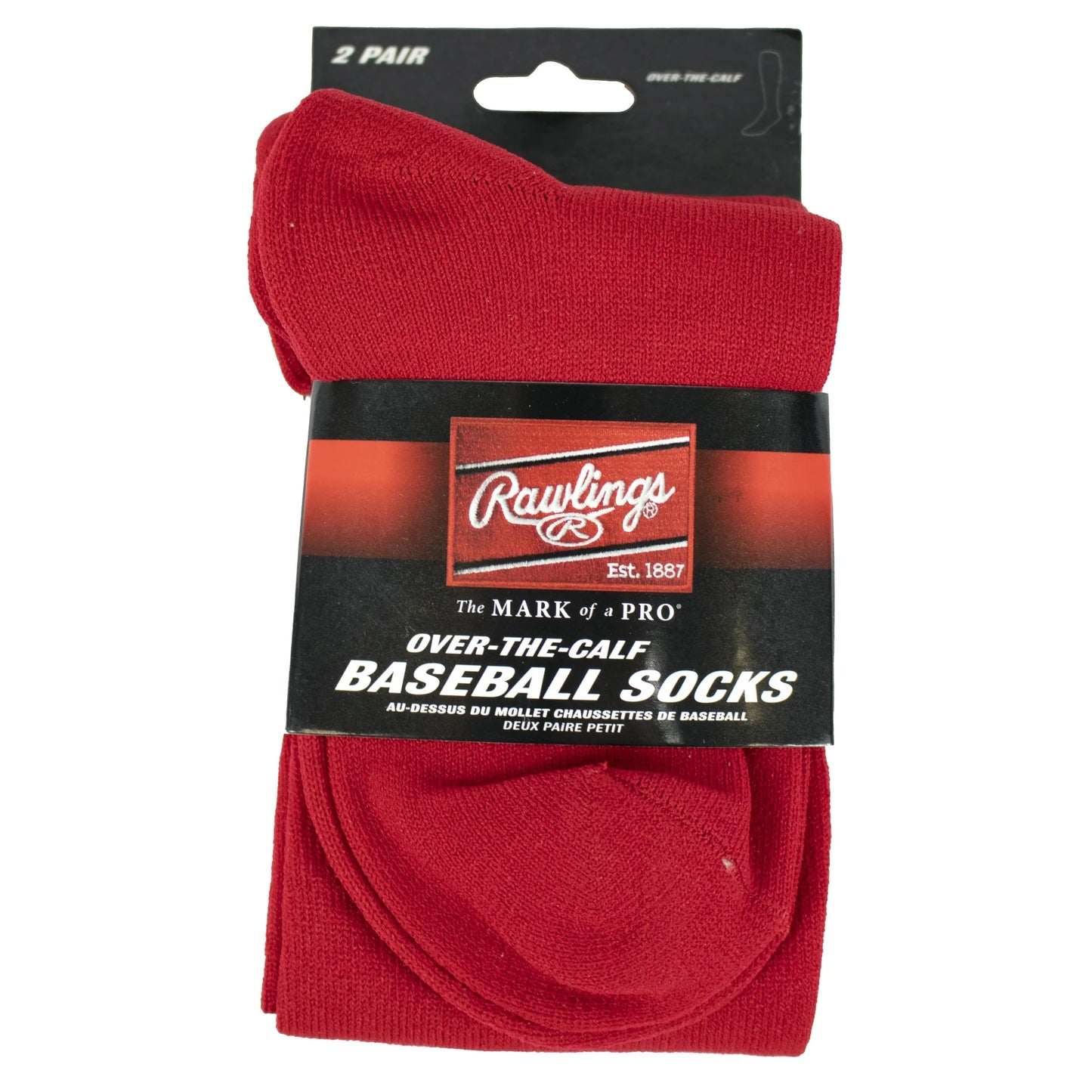 Rawlings Womens Athletic Baseball Socks 2 Pair, Scarlet, Large US