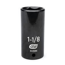1-1/8" Deep Impact Socket - 6-Point Hex Drive Heavy Duty Steel Tool