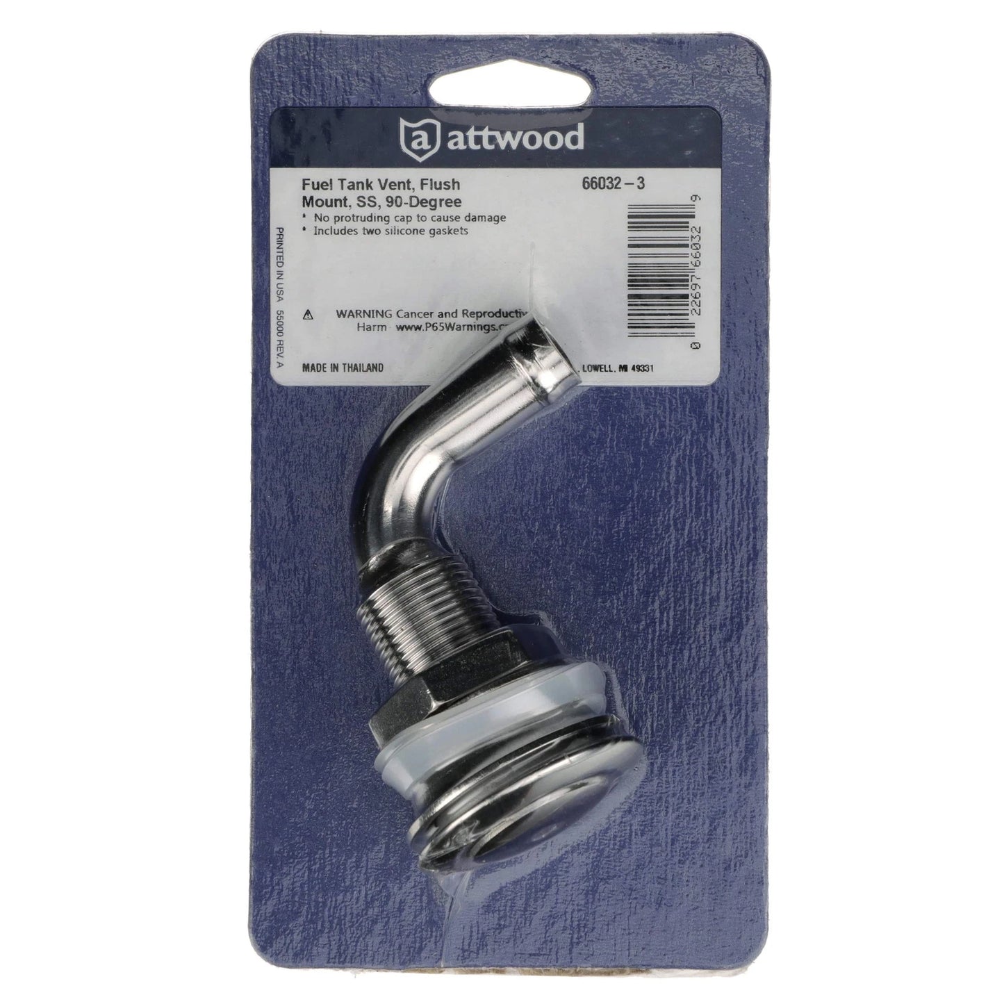 Attwood Enhanced 316 Stainless Steel Alloy Flush-Mount Fuel Vent, 3 1/4-Inch