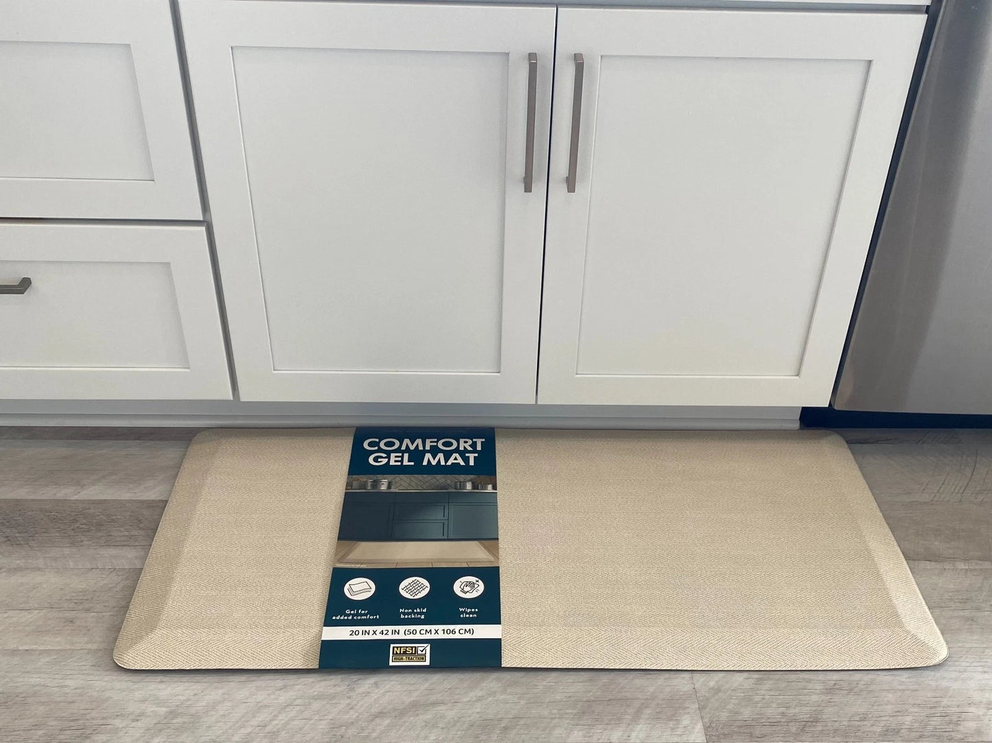 Town & Country Living Comfort Gel Kitchen Mat, Geo Beige Design, 20 x 42 in - Yalz Store