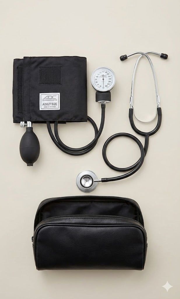 ADC Pro's Combo II SR Adult Pocket Aneroid/Scope Kit with Prosphyg 768 Blood Pressure Sphygmomanometer and Adscope Sprague 641 Stethoscope with Nylon Carrying Case, Black - Yalz Store