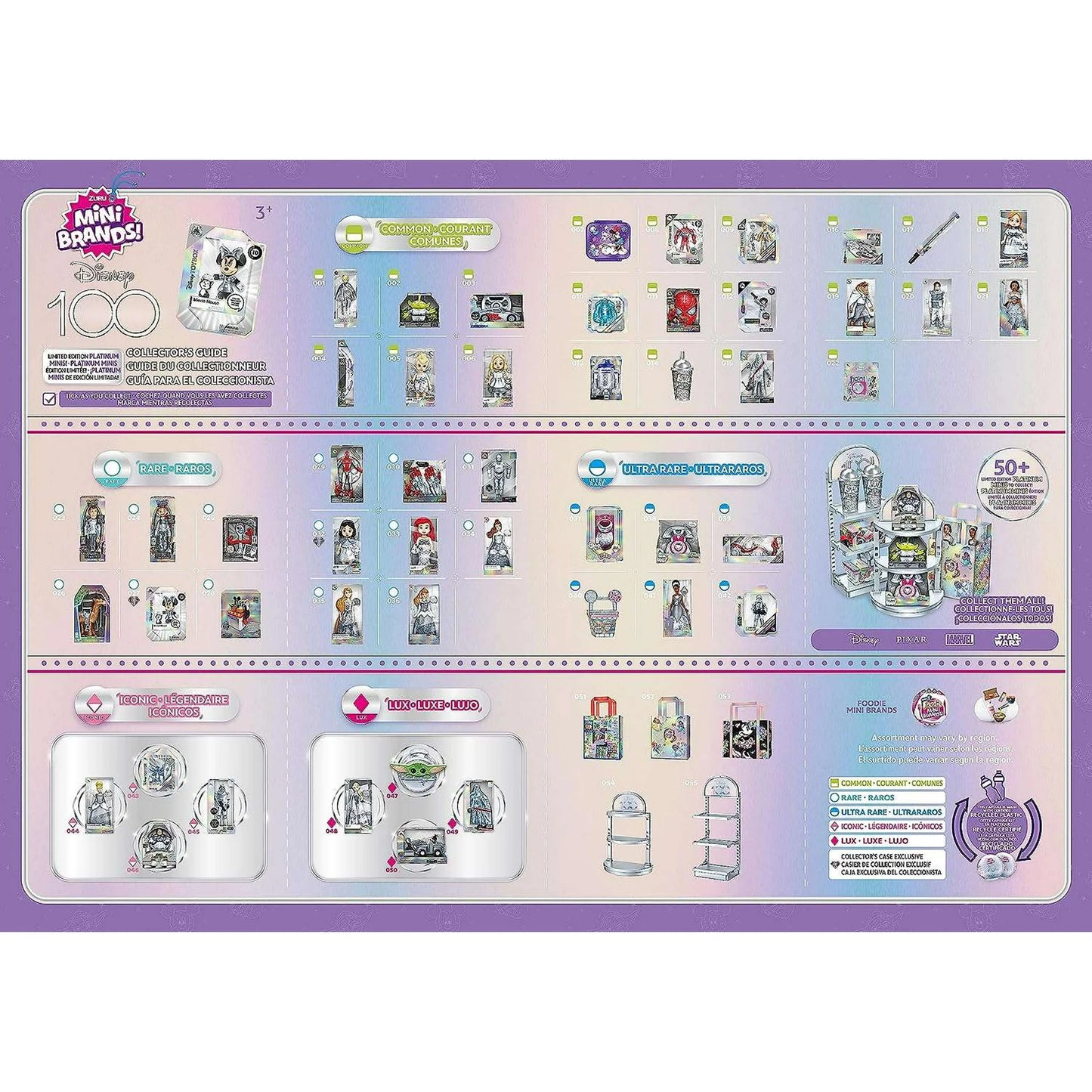 (3 pack) 5 Surprise Mini Brands! Disney 100 Platinum Mystery Pack (Limited Edition)