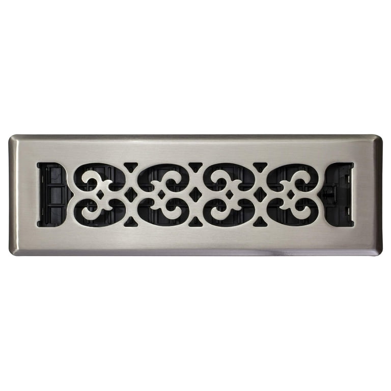 Scroll Pattern Floor Register – 2" x 10" Brushed Nickel - Yalz Store